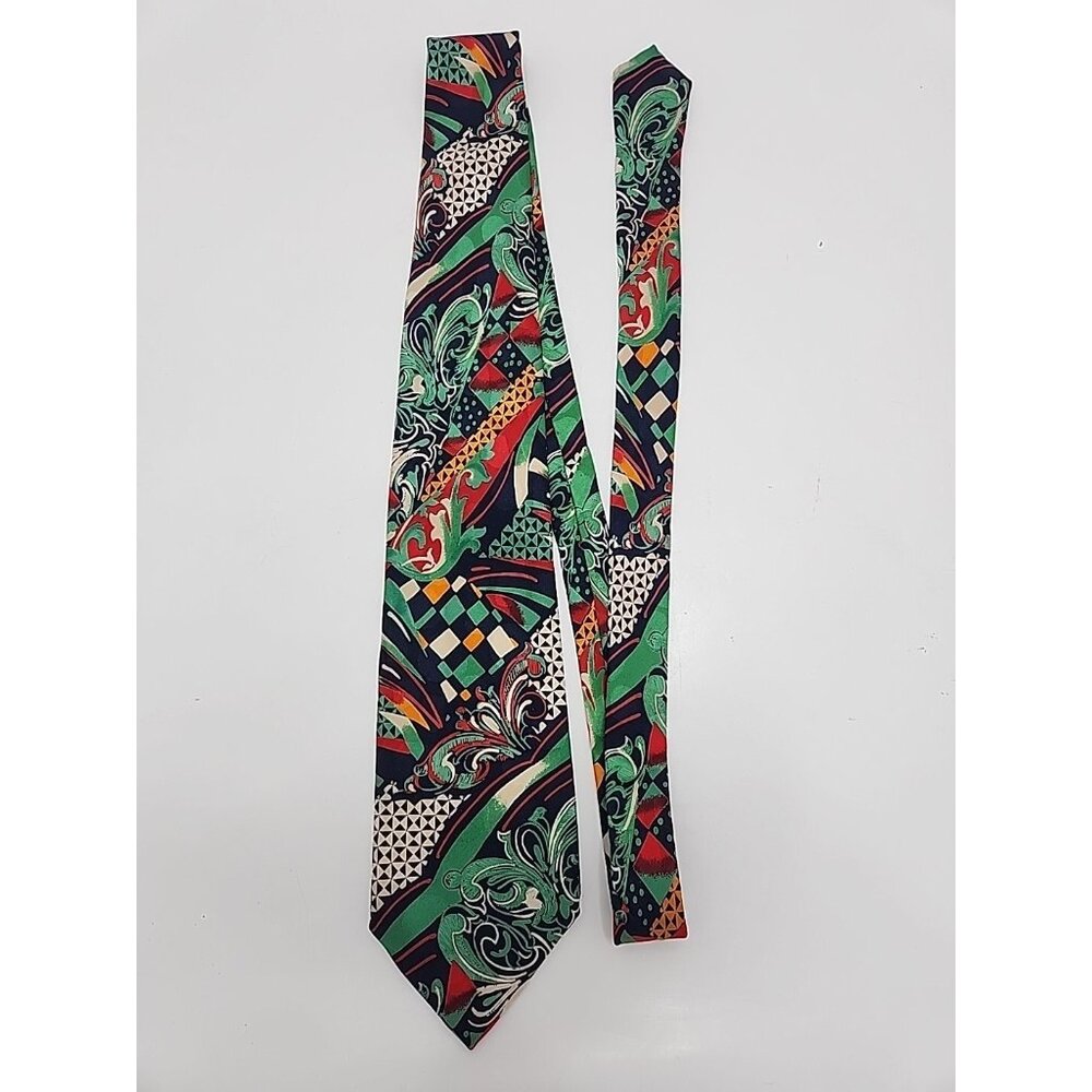 V2 By Versace Necktie Mens Silk Tie 1990S Vintage Italy Abstract RETRO Loose Tag